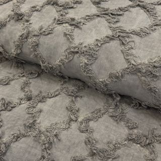 Pamučna tkanina s lanom Vintage Fringe Diamonds grey