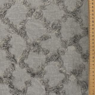 Bavlnená látka s ľanom Vintage Fringe Diamonds grey