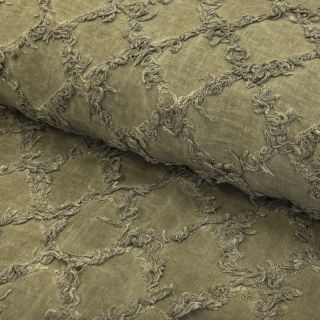 Pamučna tkanina s lanom Vintage Fringe Diamonds army