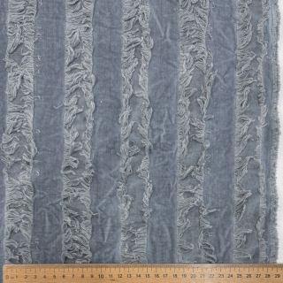 Pamučna tkanina s lanom Vintage Fringe Stripe blue