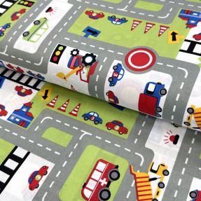 Pamučna tkanina Cars on the road design C