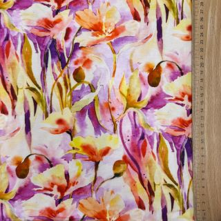 Úplet VISCOSE LYCRA HEAVY Bright botanical design C digital print