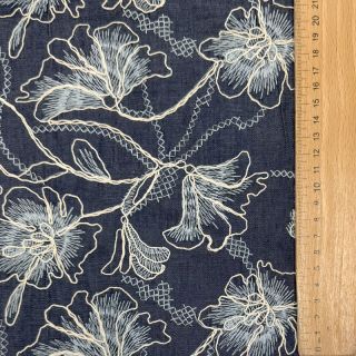 Bavlnená látka JEANS EMBROIDERY Lisa design A