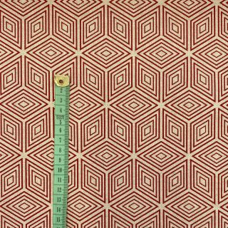 Dekorativna tkanina Linenlook Blocks 3D Illusion cherry