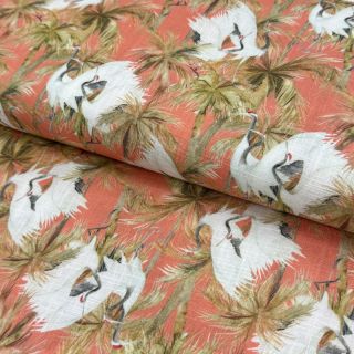 Lan viskoza Crane bird design B digital print