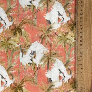Lan viskoza Crane bird design B digital print