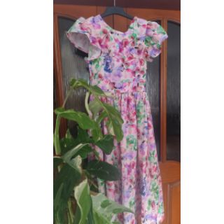 Lan s pamukom Aquarel leaves RAMIE purple digital print
