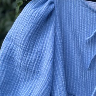 Dvostruka gaza/muslin YARN DYED Stripes light blue