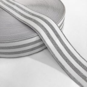 Guma glatka 4 cm LUREX SILVER off white