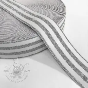 Guma glatka 4 cm LUREX SILVER off white