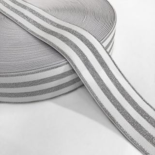 Guma glatka 4 cm LUREX SILVER off white