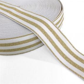 Guma glatka 4 cm LUREX GOLD off white