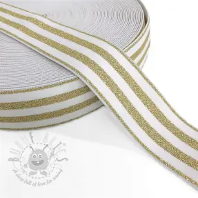 Guma glatka 4 cm LUREX GOLD off white