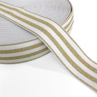 Guma glatka 4 cm LUREX GOLD off white
