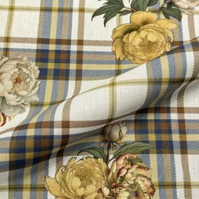 Dekorativna tkanina Linenlook Classic Peony Check digital print