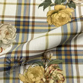 Dekorativna tkanina Linenlook Classic Peony Check digital print