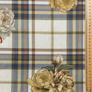 Dekorativna tkanina Linenlook Classic Peony Check digital print