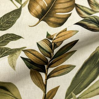 Dekorativna tkanina Linenlook Botanic Bold Leaf digital print