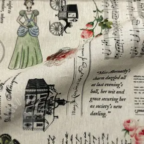 Dekorativna tkanina Linenlook Regal Newspaper digital print