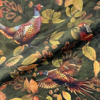 Dekorativna tkanina VELVET Pheasant Forest Leaf