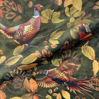Dekorativna tkanina VELVET Pheasant Forest Leaf