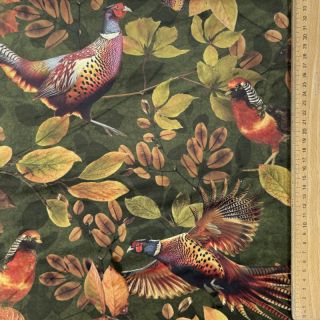 Dekorativna tkanina VELVET Pheasant Forest Leaf