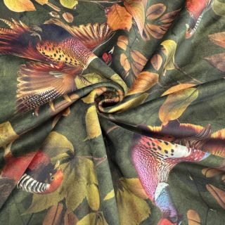Dekorativna tkanina VELVET Pheasant Forest Leaf