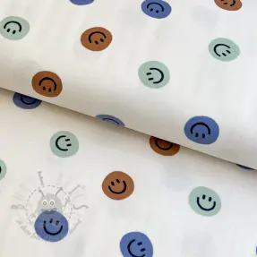 Pamuk FLANNEL Happy faces off white green