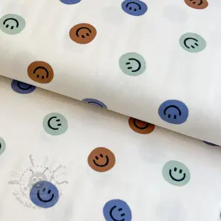 Pamuk FLANNEL Happy faces off white green
