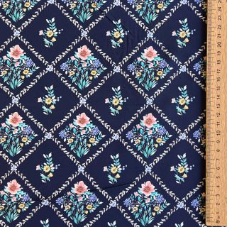 Pamučna tkanina Flowers Tara navy design A digital print