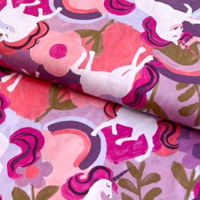 Pamučna tkanina Unicorns mauve digital print