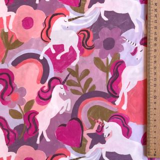 Pamuk Unicorns mauve digital print