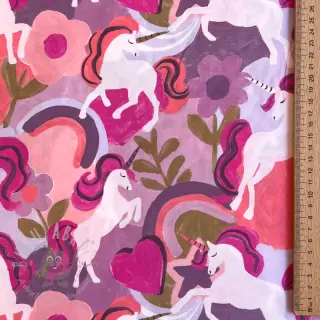 Pamuk Unicorns mauve digital print