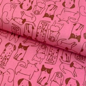 Pamuk FLANNEL Dogs pink