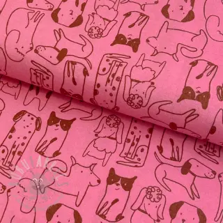 Pamuk FLANNEL Dogs pink