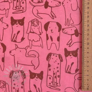 Pamuk FLANNEL Dogs pink