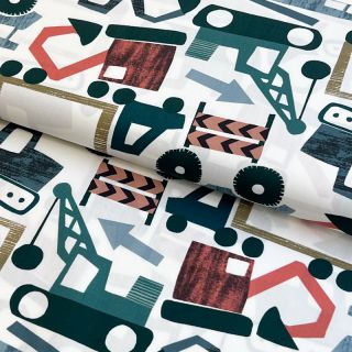 Pamučna tkanina Vehicles off white digital print