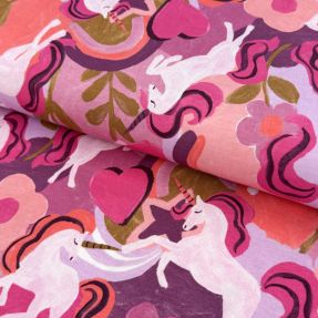 Pletenina Unicorns mauve digital print