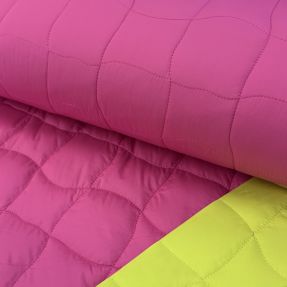 Prošivena tkanina Graphic square pink lime