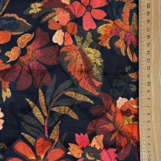 Prošivena tkanina VELVET Flower flame orange