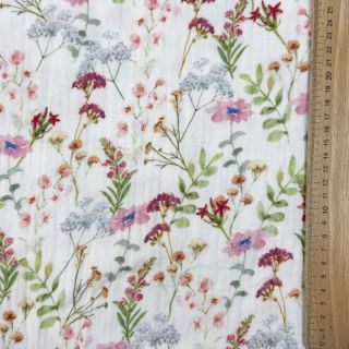 Tetra Tkanina/Muslin Flower Sabrina white digital print