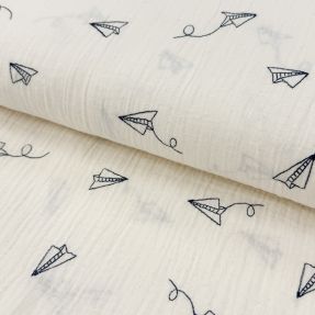 Dvostruka gaza/muslin EMBROIDERY Paper plane natural
