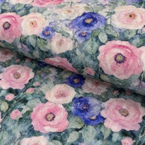 Dvostruka gaza/muslin Flower Maria petrol digital print