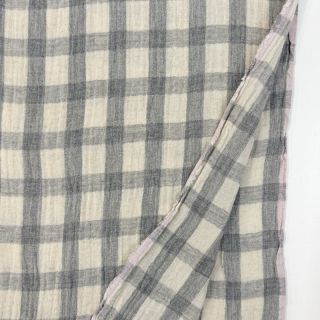 Dvostruka gaza/muslin LINEN YARN DYED Checks grey natural