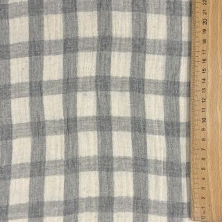 Dvostruka gaza/muslin LINEN YARN DYED Checks grey natural