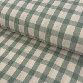 Dvostruka gaza/muslin LINEN YARN DYED Checks sage natural