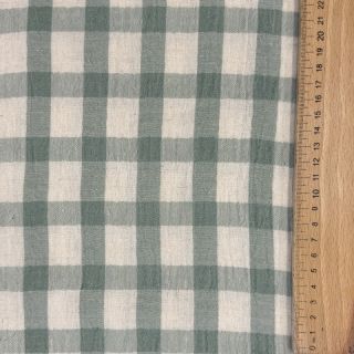 Tetra Tkanina/Muslin LINEN YARN DYED Checks sage natural