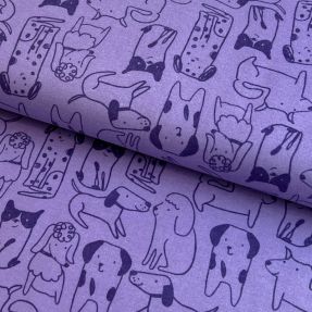Pamučna tkanina FLANNEL Dogs purple