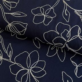 Lan viskoza EMBROIDERY Flower Danielle navy