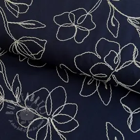 Viskoza s lanom EMBROIDERY Flower Danielle navy